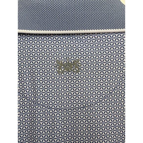 Hickey Freeman Blue Geometric Golf Polo Shirt Size Large, EUC - Picture 4 of 7